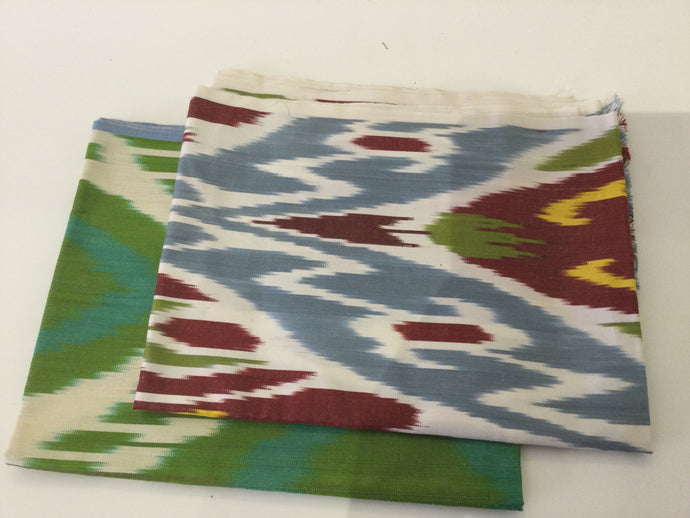 Silk and cotton ikat scarves