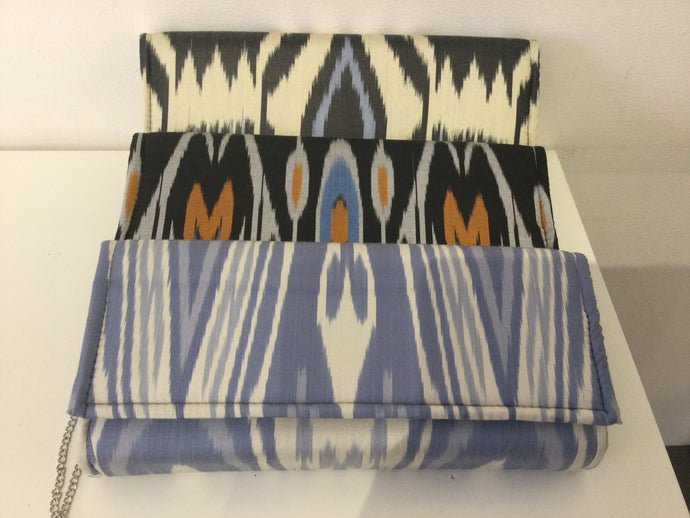 Silk and cotton ikat box clutches