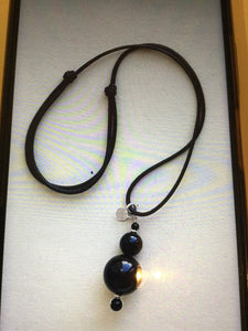 ANTISANA NECKLACE WITH BLACK ONYX a& SOLID SILVER 999 PENDANT
