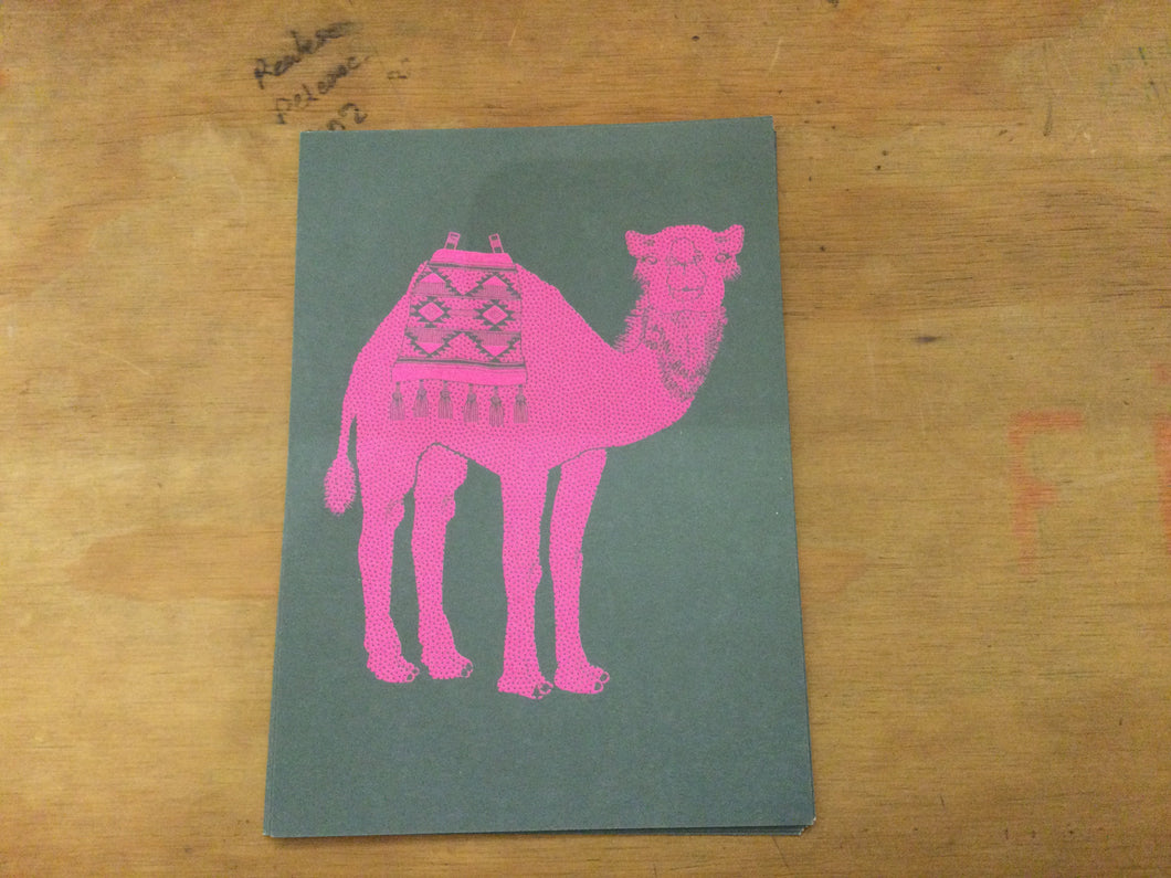 Postcard camel pink on grey