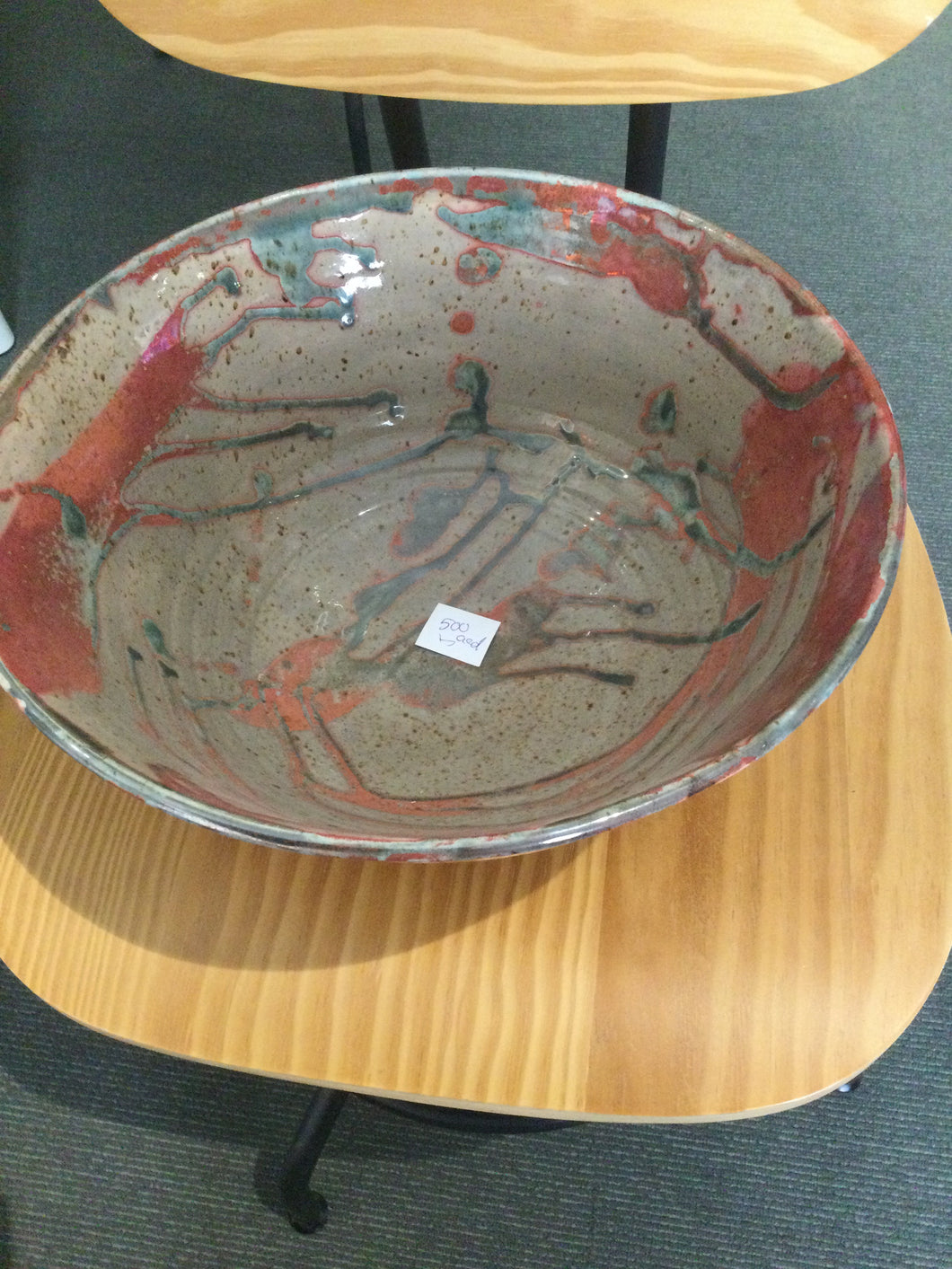 Ceramic big bowl red brown