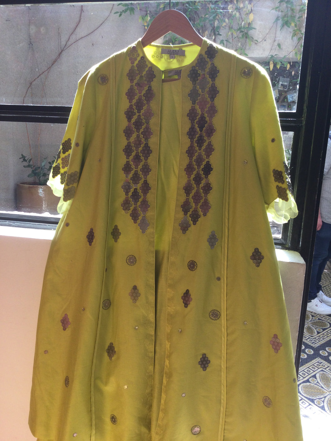 NEON GREEN KAFTAN WITH SEQUENCE