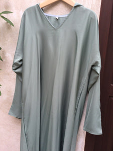 GREEN LONG KAFTAN WITH HOOD