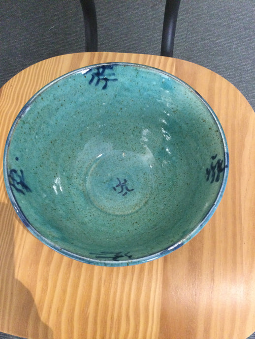 Ceramic bowl deep light green