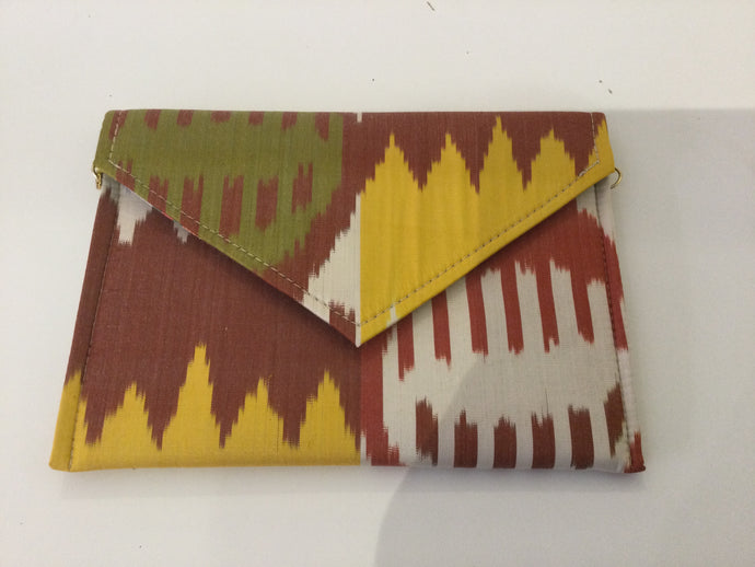 Silk and cotton ikat envelope clutches