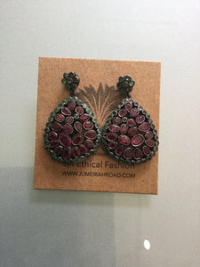 Ruby emerald earrings