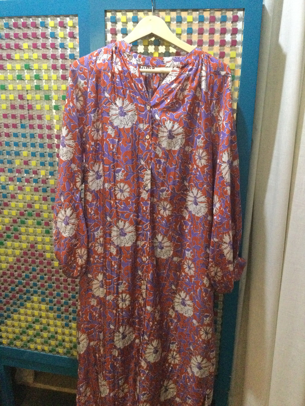 Silk red and purple long dress