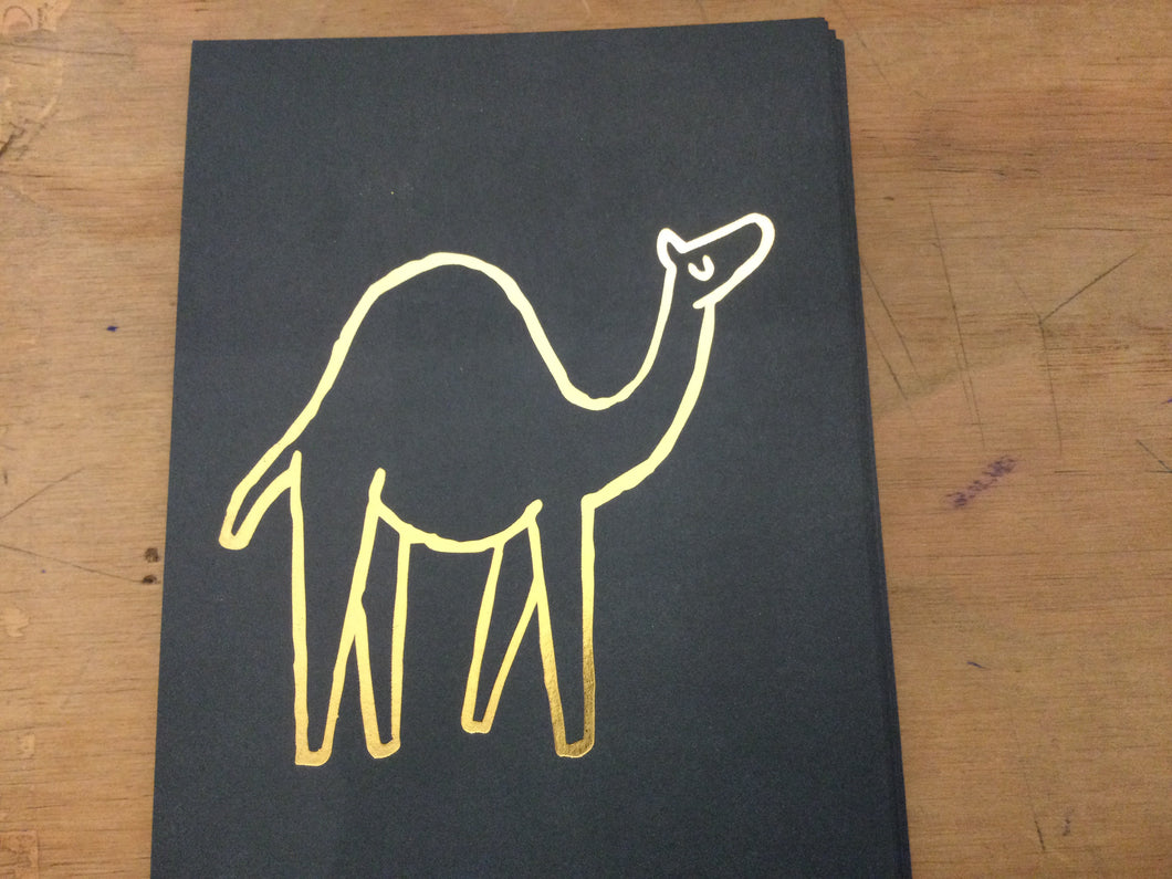 POSTCARD CAMEL GOLD ON GREY