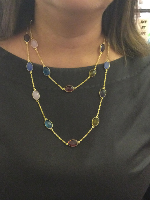Multi colored stone necklace
