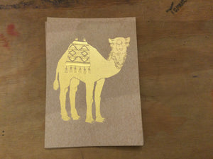 Postcard camel gold on kraft