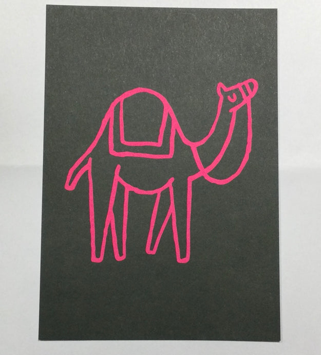 Postcard camel pink on grey