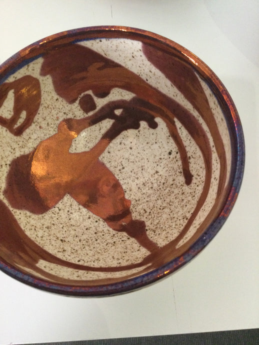 Ceramic bowl medium maroon blue