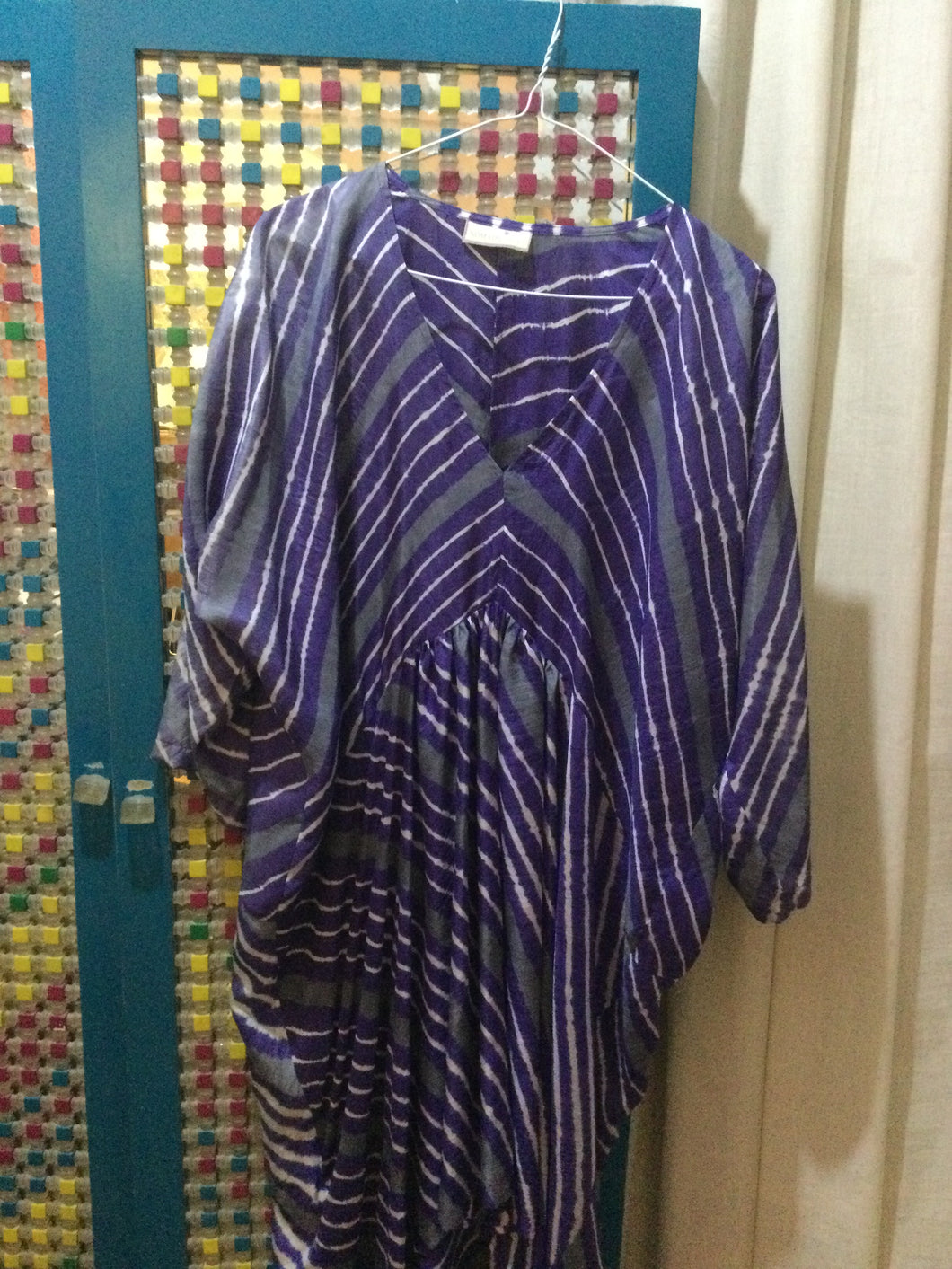 Silk purple stripe dress