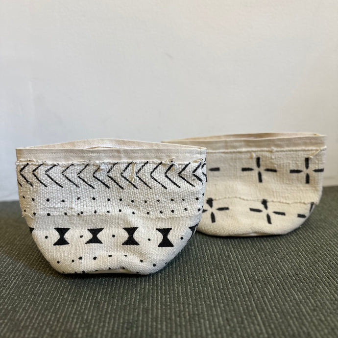 African Mud Cloth Woven Basket
